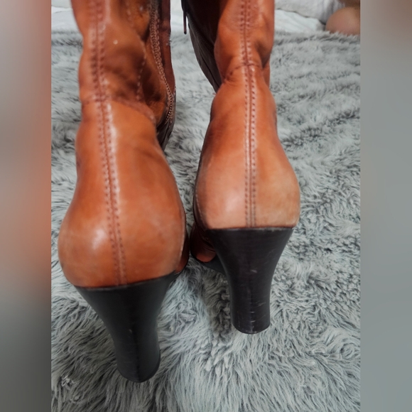 Bronx | Leather Wedge Boots w Stud Detail - Cognac - Picture 10 of 11